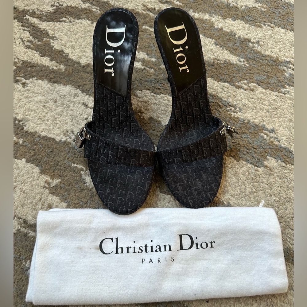 Vintage Dior Monogram Lock & Key Heels